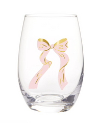 Pink Bow Wine Glass