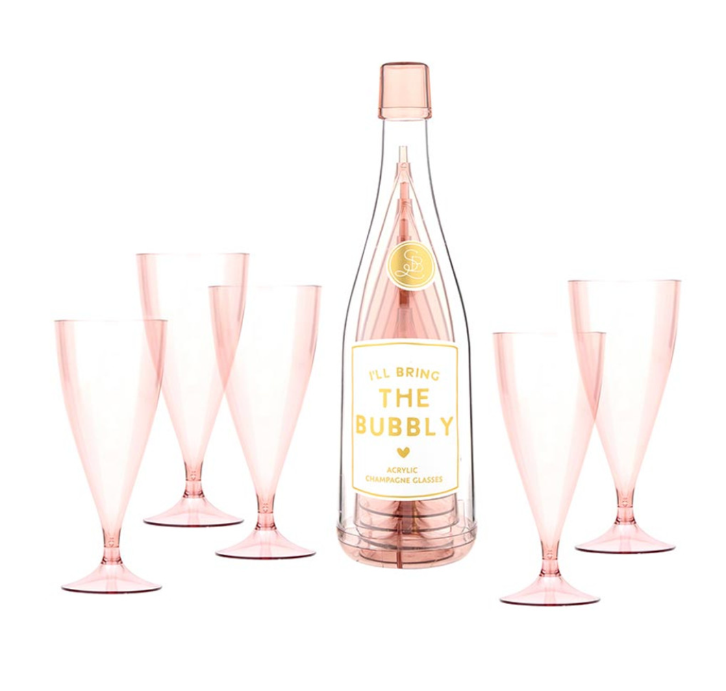 The Bubbly Champagne Bottle + Glass Set