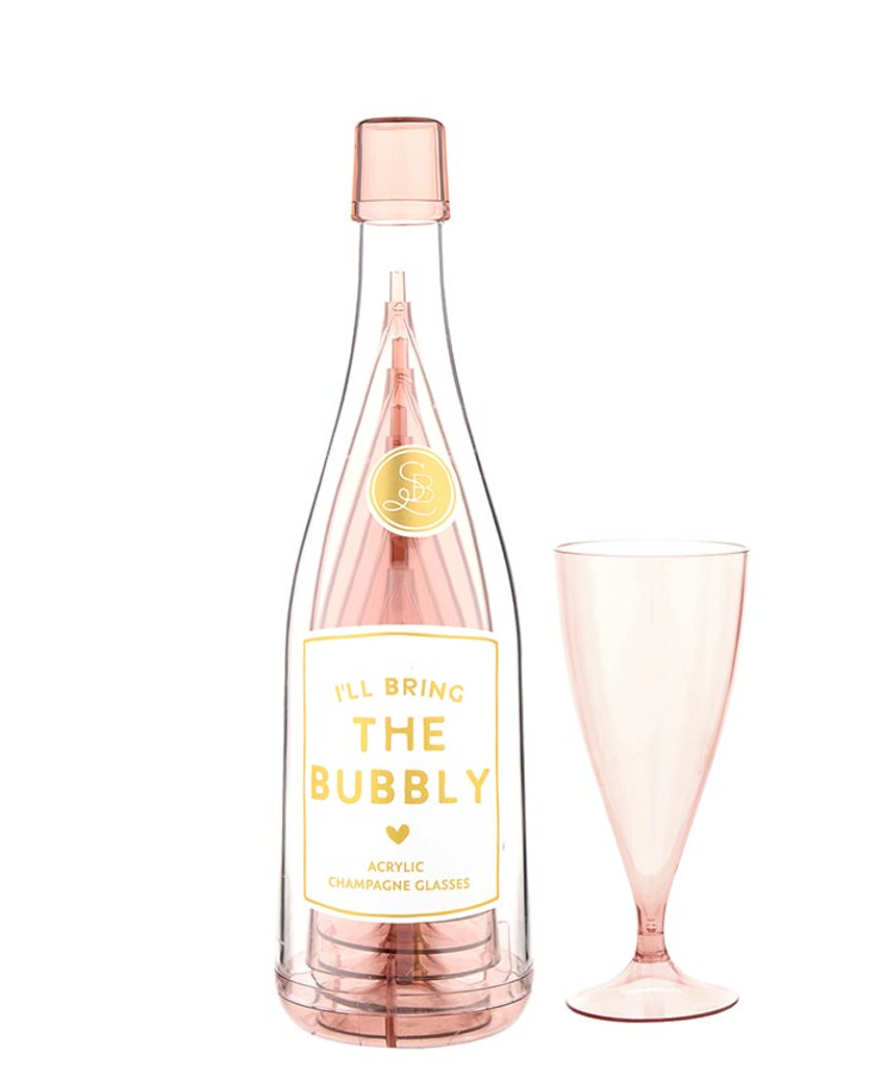 The Bubbly Champagne Bottle + Glass Set