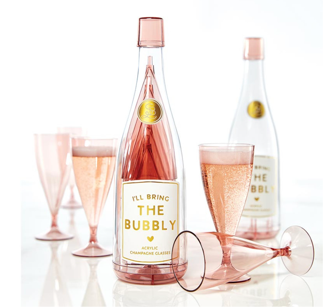 The Bubbly Champagne Bottle + Glass Set