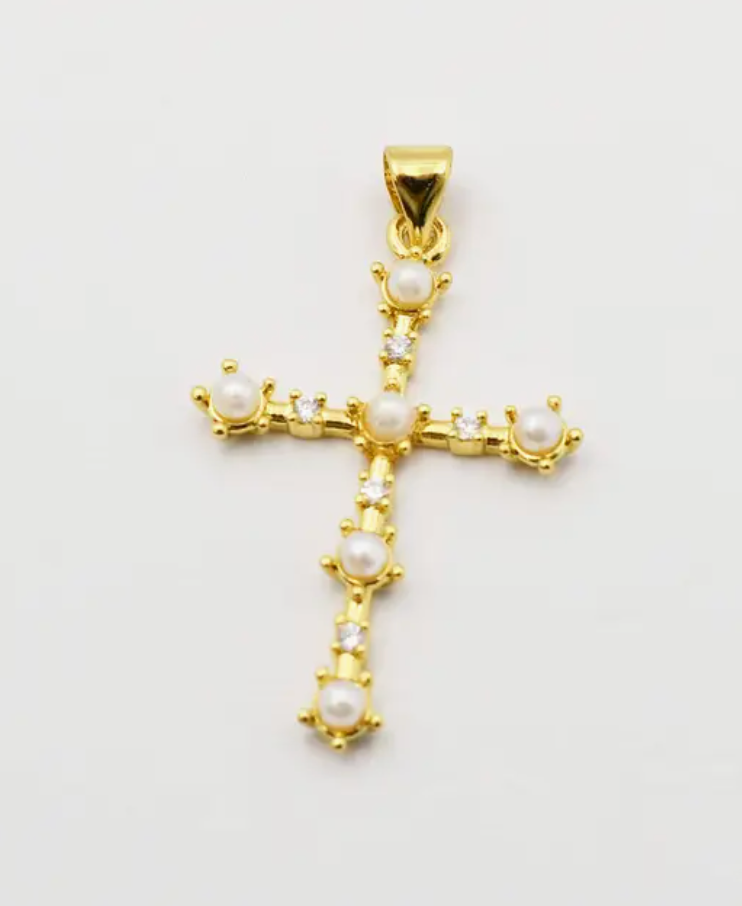 Harper Pearl Cross Charm