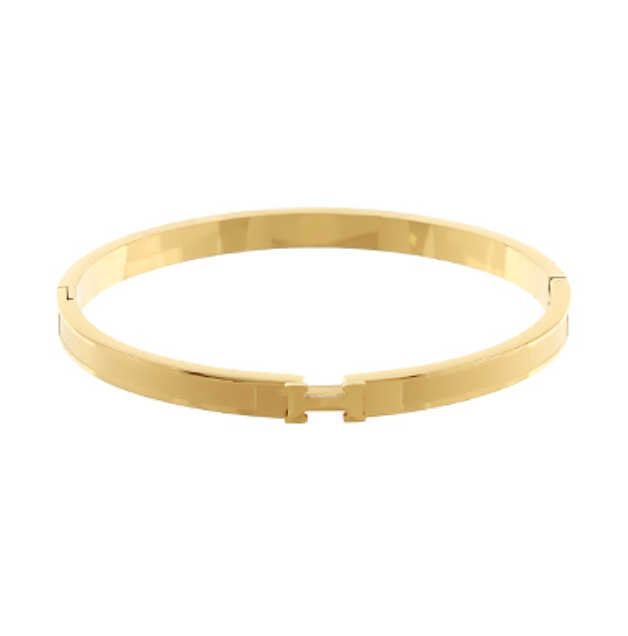 Textured H Gold Bangle