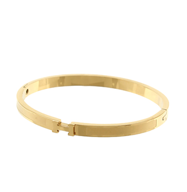 Textured H Gold Bangle