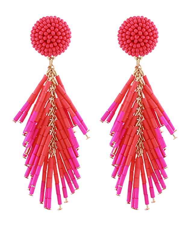 Bar Fringe Earring (fuchsia)