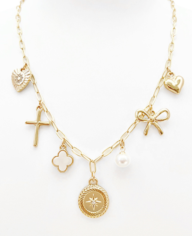 Crystal Star Coin Charm Necklace