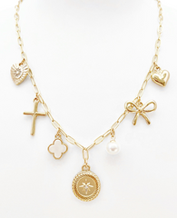 Crystal Star Coin Charm Necklace