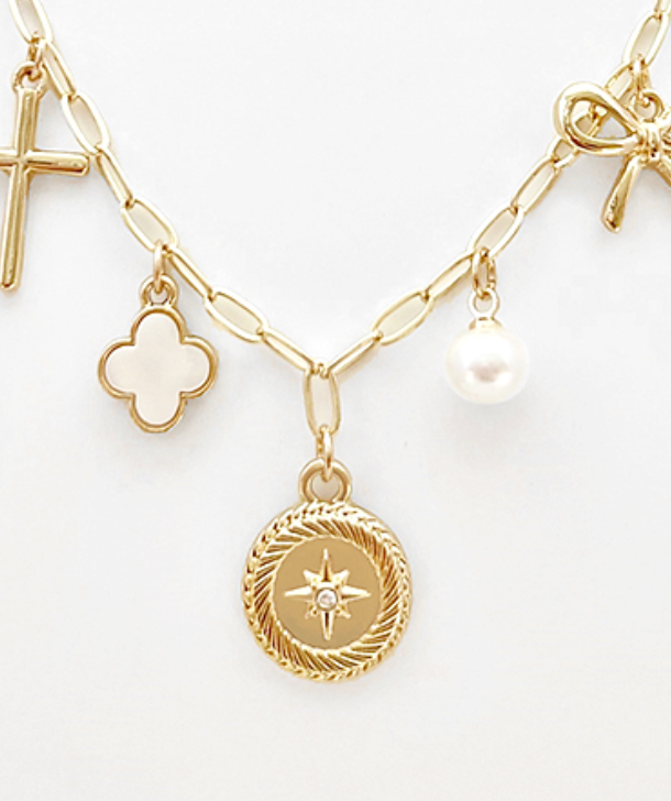 Crystal Star Coin Charm Necklace