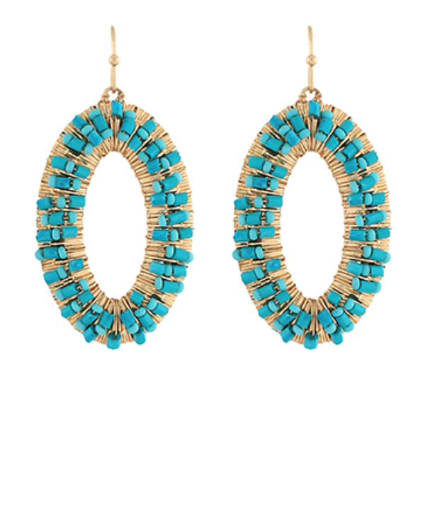 Gold + Bead Oval Earring
