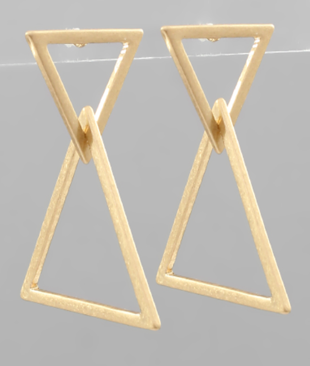 Triangle Link Earring (worn gold)
