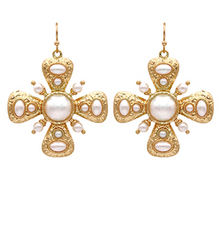 Antique Pearl Cross Earring