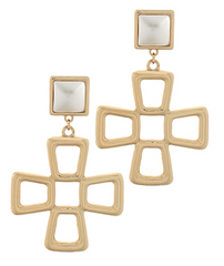 Square Cross Crystal Earring