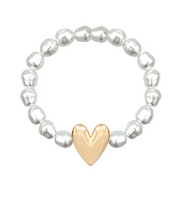 Puffy Heart Pearl Bracelet