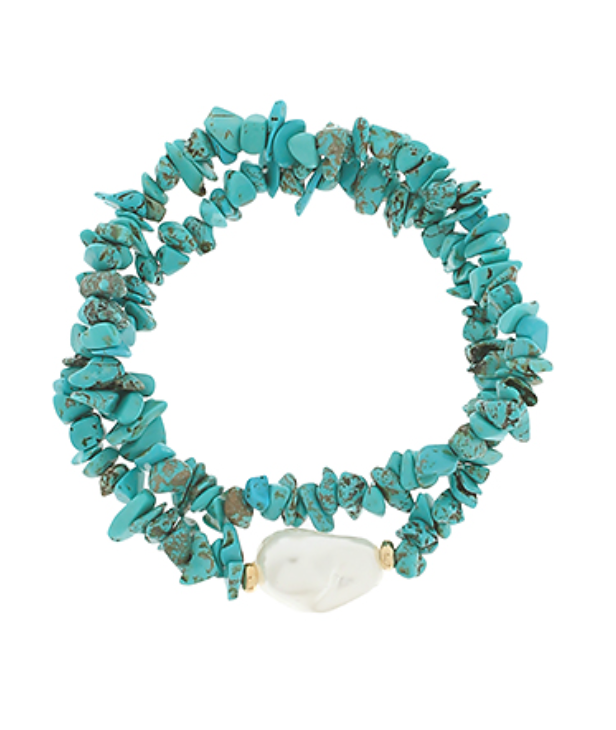 Baroque Pearl & Stone Bracelet (turquoise)