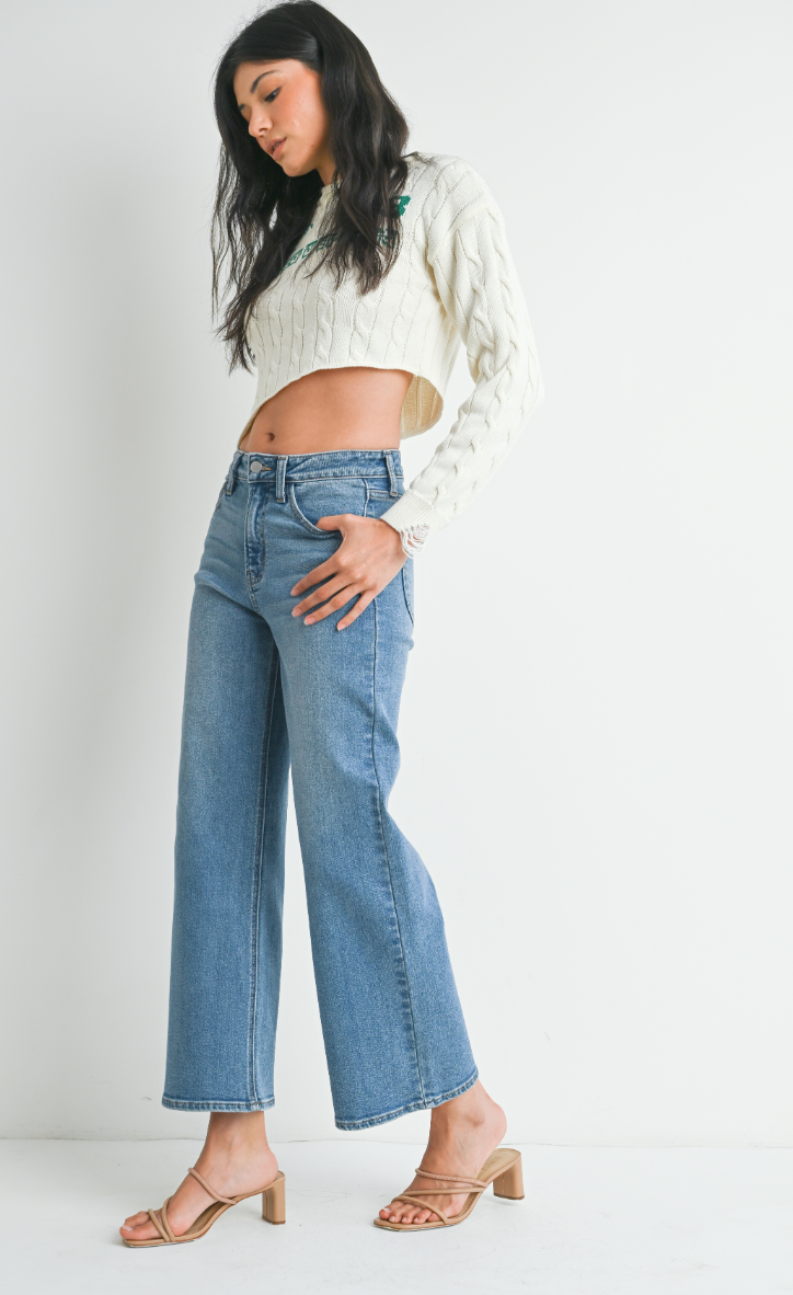 Slim Wide Leg Denim (med denim)
