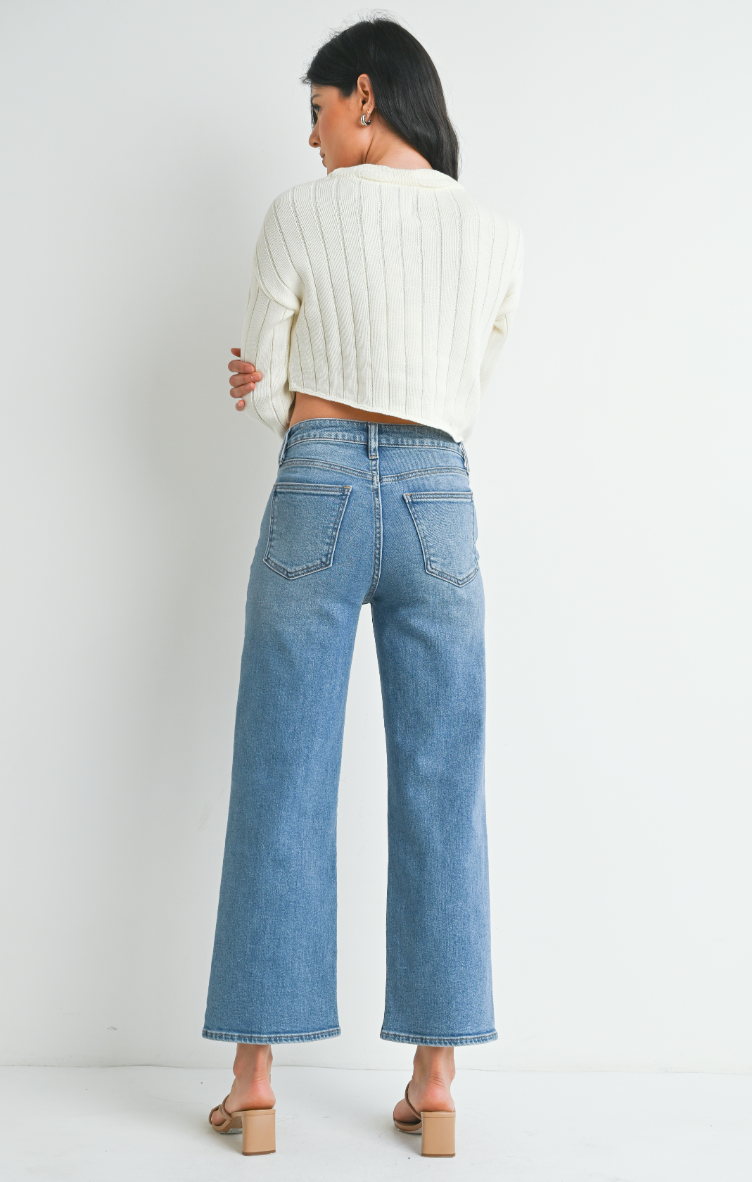 Slim Wide Leg Denim (med denim)
