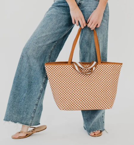 Tiffany Tote Bag (check brown)