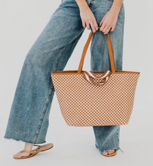 Tiffany Tote Bag (check brown)