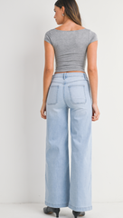 Mini Patch Pocket Wide Jean (lt denim)