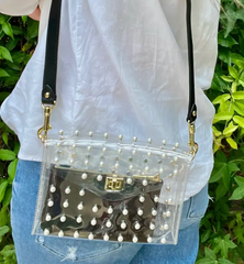 Fan Girl Pearl Clear Purse (w/ black strap)
