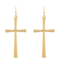 Long Gold Cross Earring
