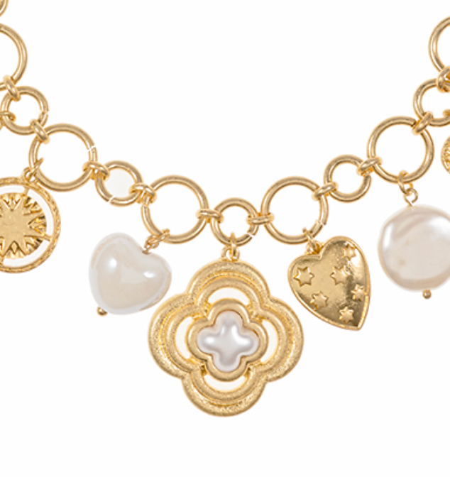 Clover Pearl Charm Necklace