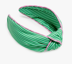 Green Stripe Headband with Piping