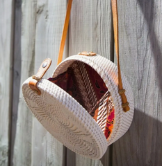 Round Rattan Bag (white)