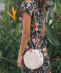 Round Rattan Bag (white)