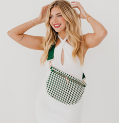 Woven Bum Bag (check emerald)