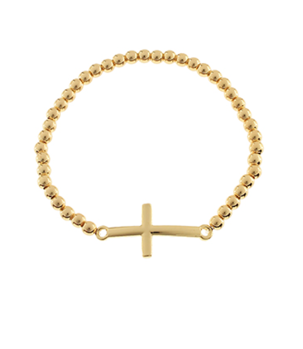 Sideways Gold Cross Bracelet