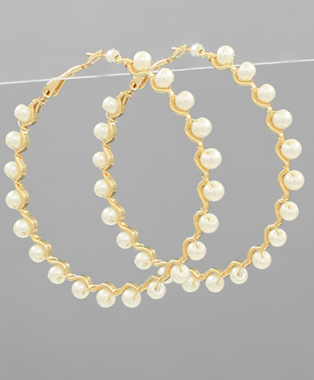 Wavy Pearl Hoop