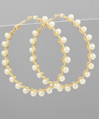 Wavy Pearl Hoop