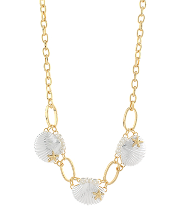 Mixed Metal Shell Necklace
