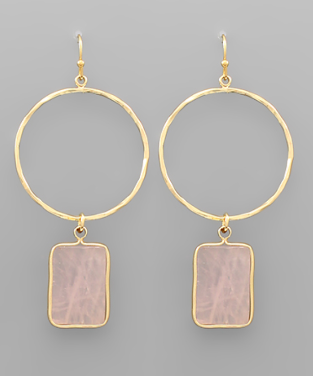 Rectangle Stone Dangle Earring