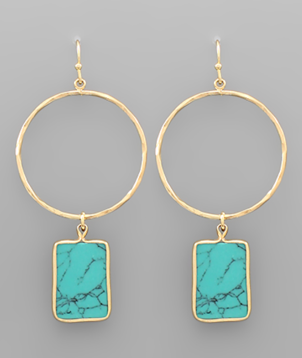 Rectangle Stone Dangle Earring