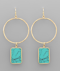 Rectangle Stone Dangle Earring