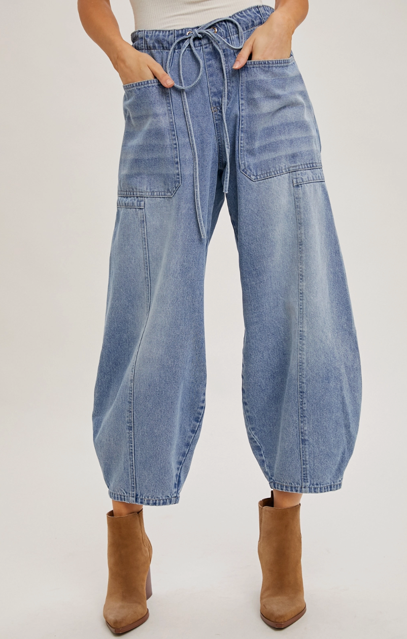 Drawstring Barrel Jean