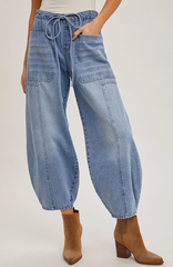 Drawstring Barrel Jean