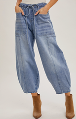 Drawstring Barrel Jean