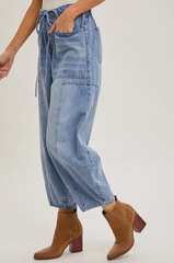 Drawstring Barrel Jean