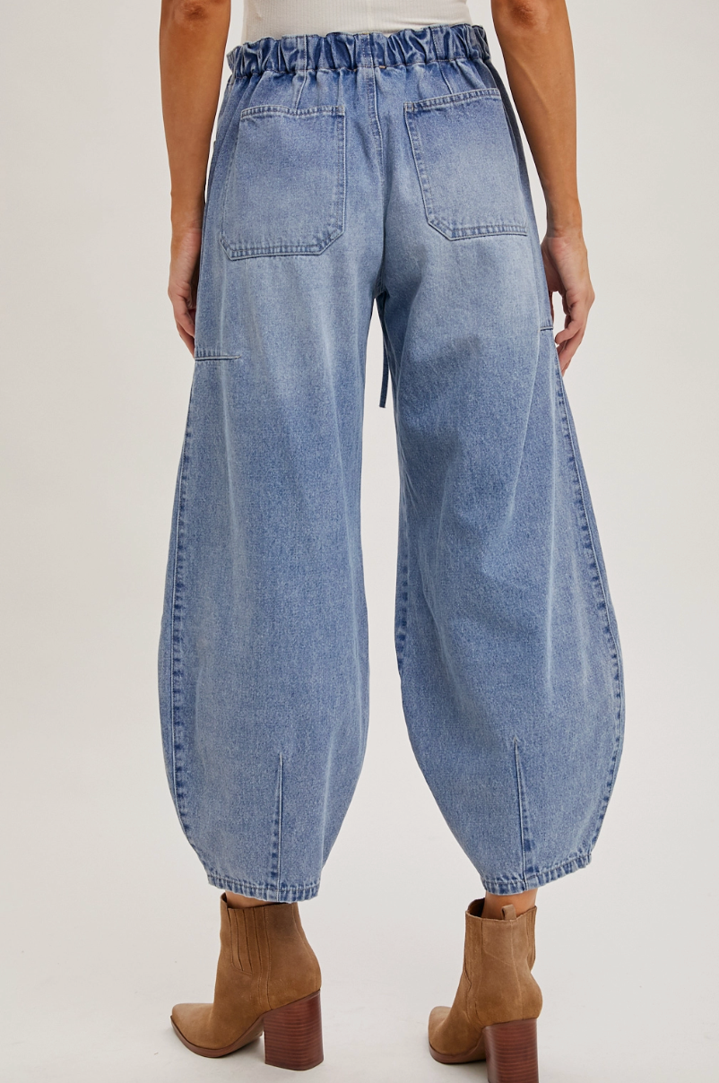 Drawstring Barrel Jean
