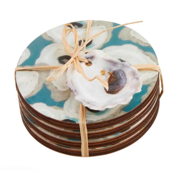 Blue Oyster Coaster Set