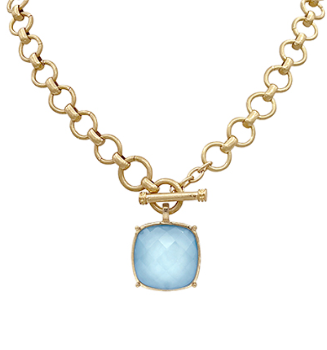 Statement Stone Necklace (icy blue)