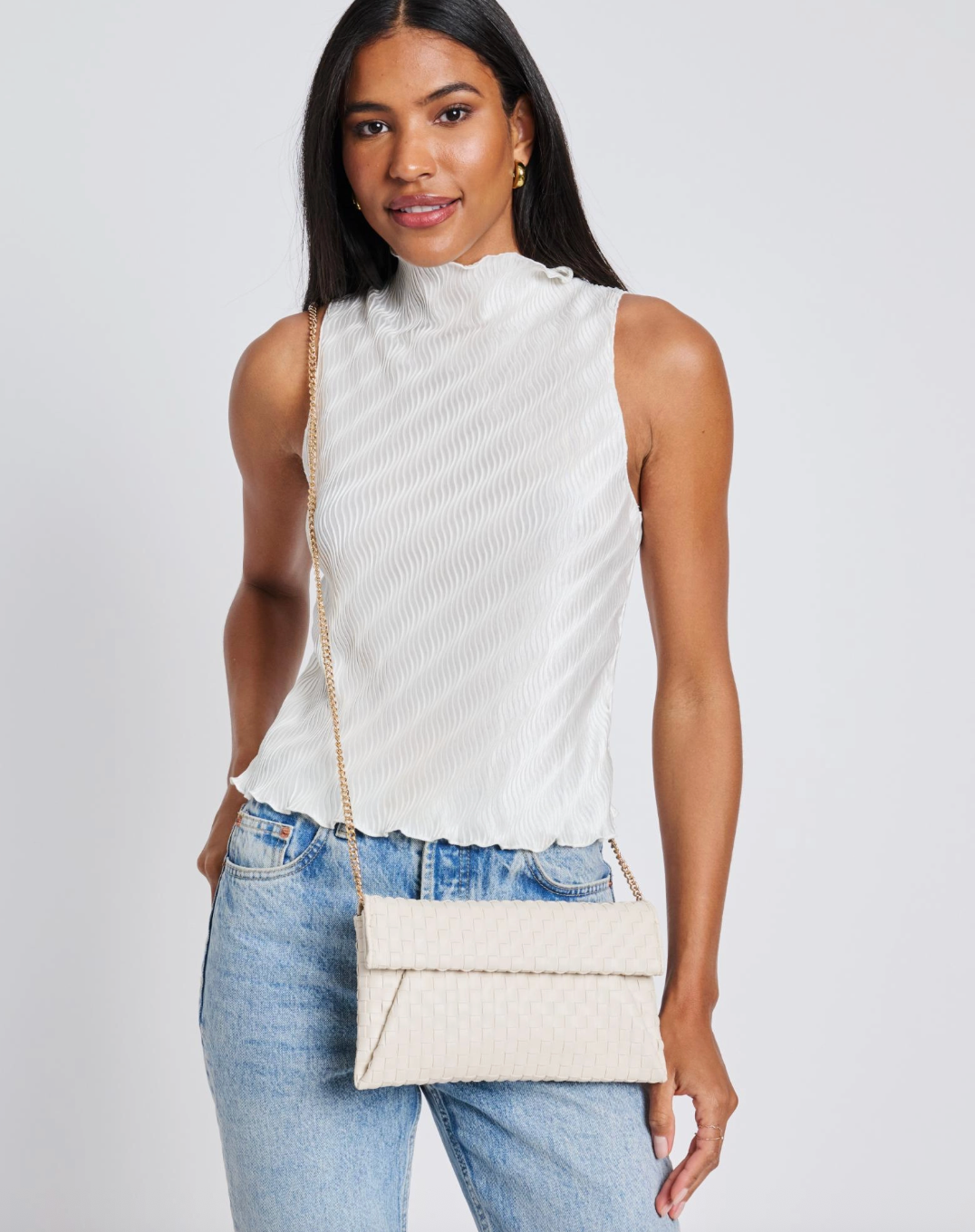 Priscilla Woven Clutch (ivory)
