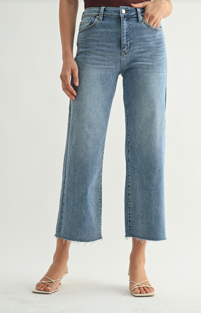 Scissor Cut Slim Wide Leg (med denim)