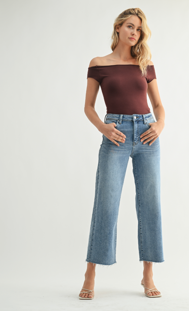 Scissor Cut Slim Wide Leg (med denim)
