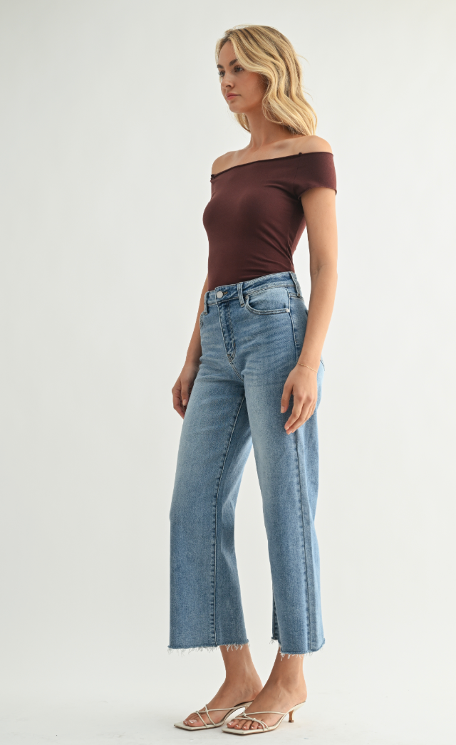 Scissor Cut Slim Wide Leg (med denim)