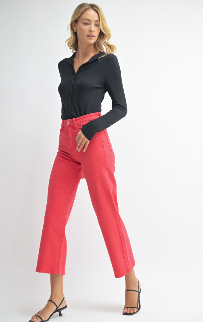 Slim Wide Leg Jean – Red Hot