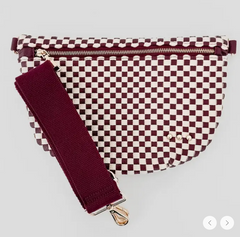 Woven Bum Bag (check burgundy)