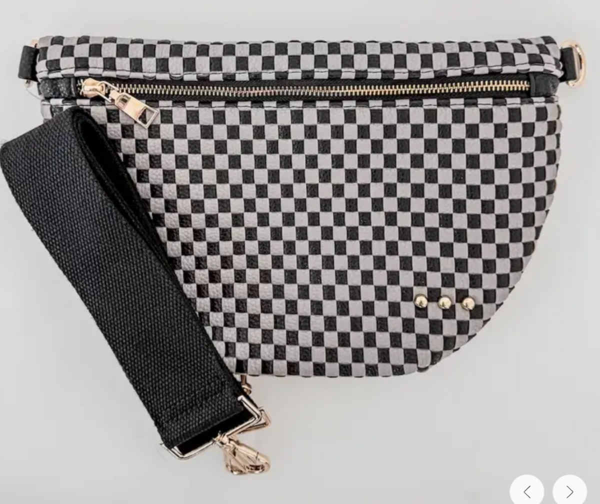 Woven Bum Bag (check grey/black)